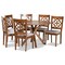 Baxton Studio Sadie Modern and Contemporary Grey Fabric and Walnut Brown Finished Wood 7-Piece Dining Set 176-10543-10893-Zoro - alternate 1
